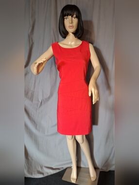 Ronni Nicole Red Sleeveless Midi Sheath Dress